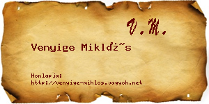 Venyige Miklós névjegykártya